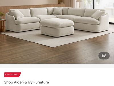 Aiden & Ivy Hartley 6-Piece Fabric Modular Sectional Sofa with Ottoman - Light Gray