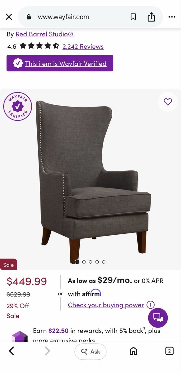 2 Accent Chairs With Chrome Nails