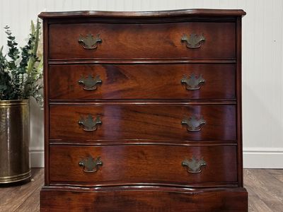 Vintage Mahogany Serpentine Chest w/ Leather Top