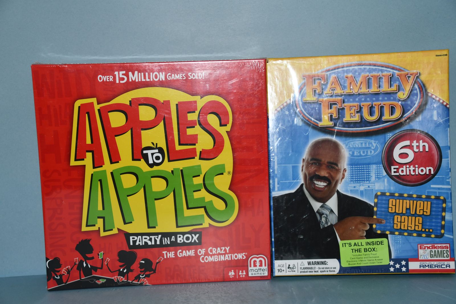 2 NEW SEALED GAMES ~ APPLES to APPLES & FAMILY FEUD ~ FUN GAMES!