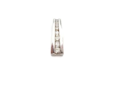 14k White Gold Diamond Bar Pendant