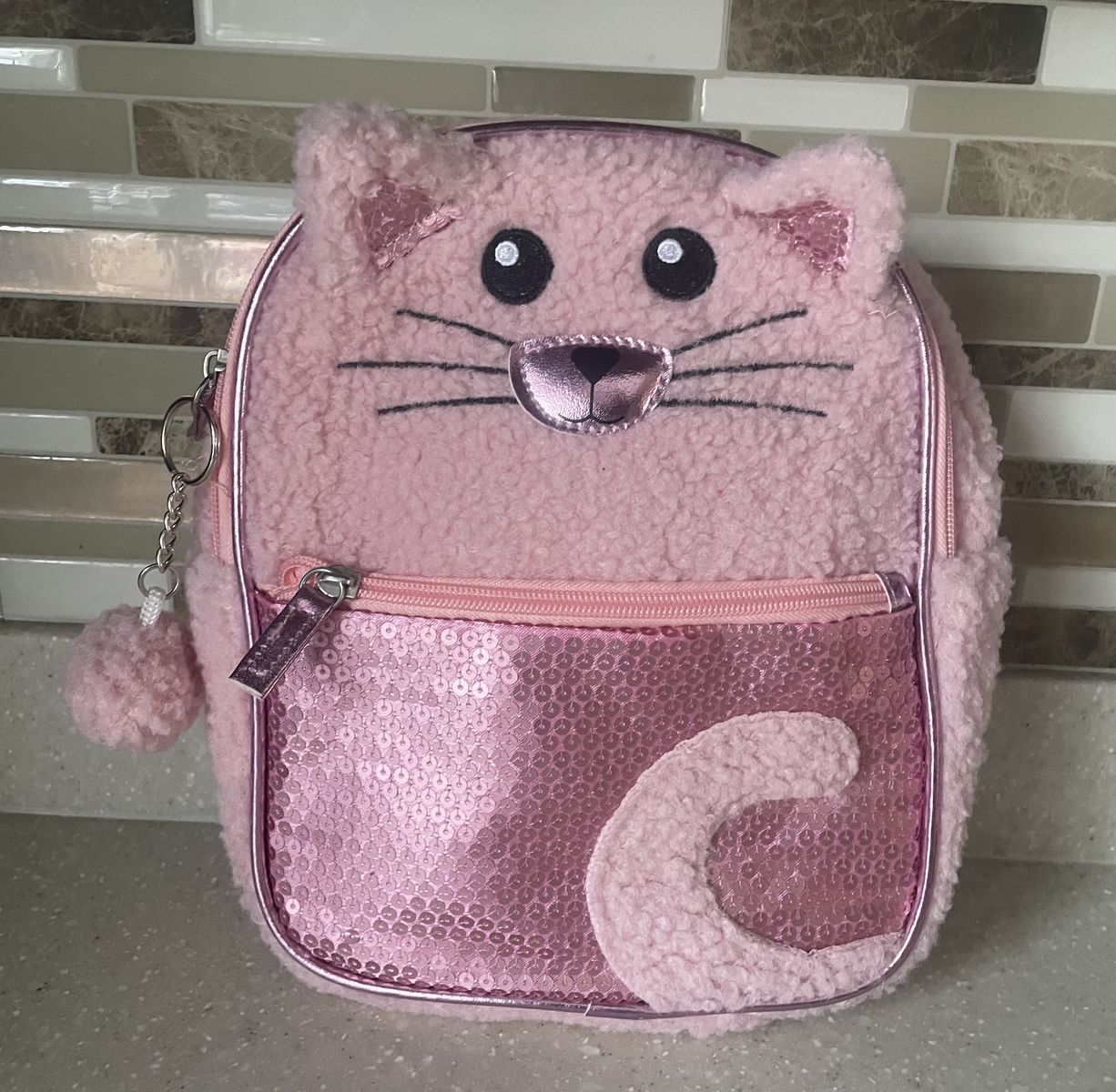 Girls Pink Cat Backpack