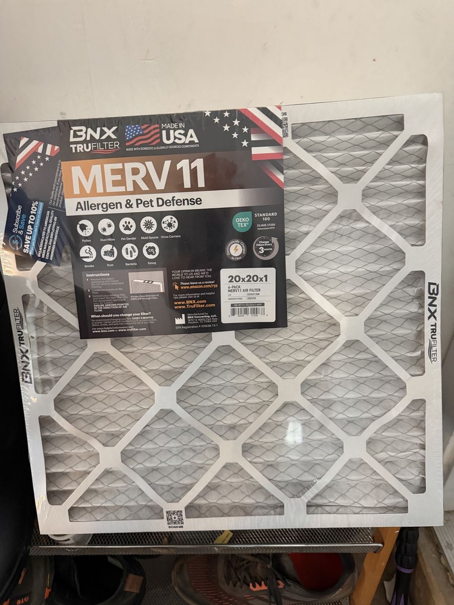 BNX TruFilter MERV 11 Air Filter 20x20x1 - Allergen & Pet Defense, Made in USA