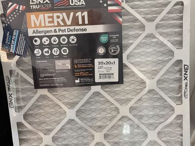 BNX TruFilter MERV 11 Air Filter 20x20x1 - Allergen & Pet Defense, Made in USA