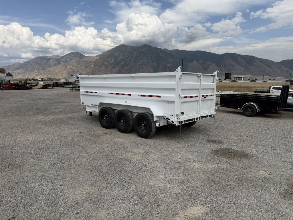 2027 PJ Trailers 7x16 DM Triple Axle 21K Scissor Dump Trailer 4' Wall