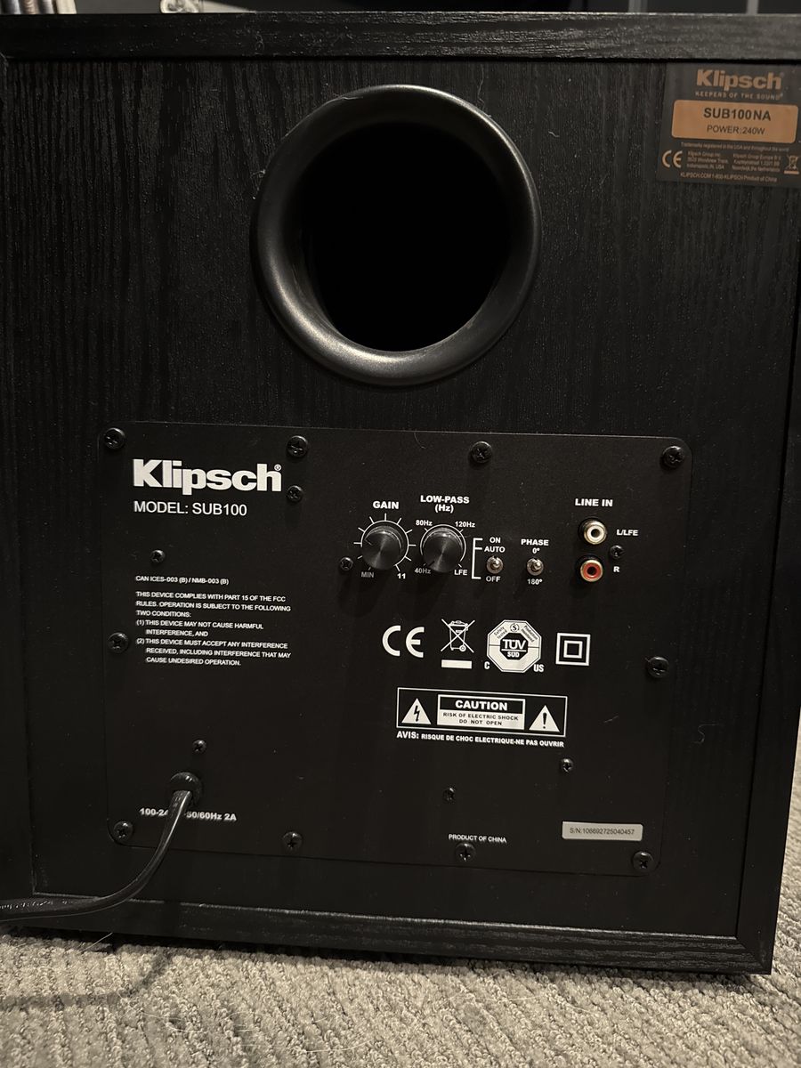 Klipsch SUB100NA Powered Home Theater Subwoofer 240W, Black 10 inch