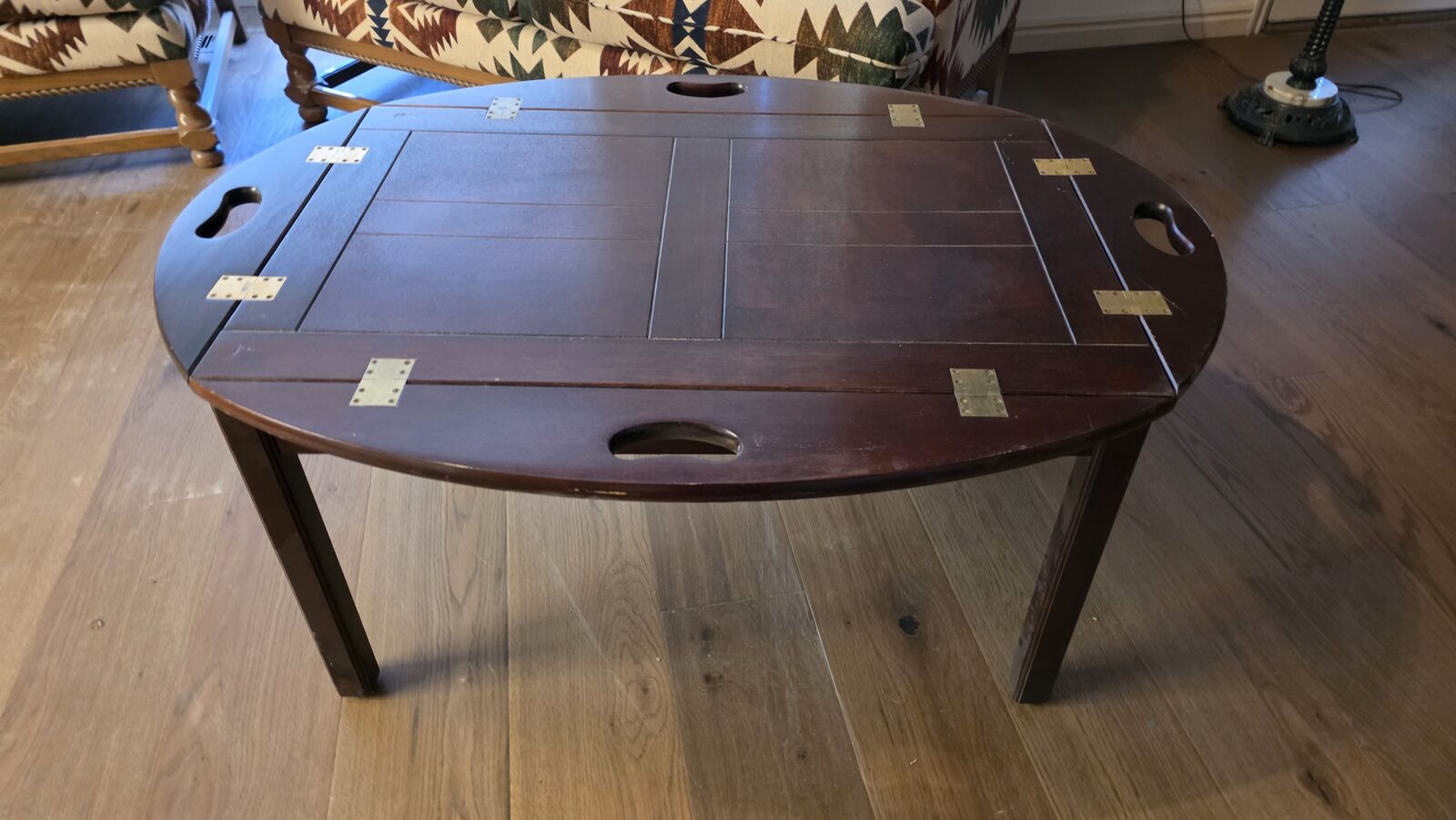Drop‑leaf tray‑top wood coffee table