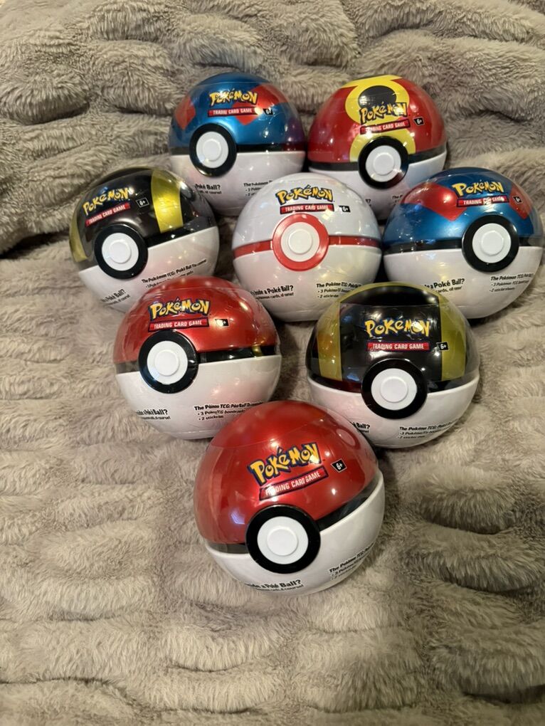 Pokemon Poke Ball Tin TCG 3 Packs 2 Stickers New