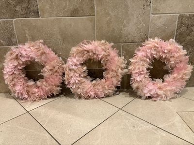 New Pink Feather Hanging Wreath - 3 Available