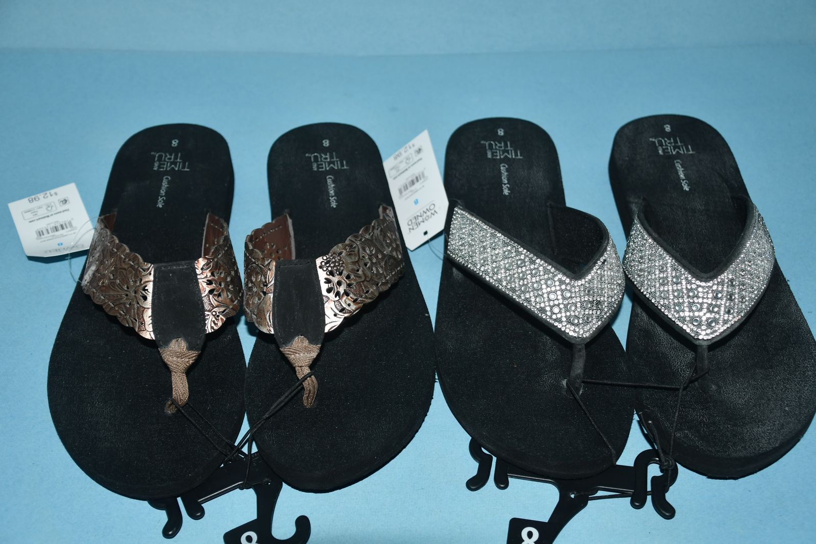 2 NWT PAIRS of WOMEN'S SANDALS ~ SIZE 8 ~ CUTE DETAIL ~ HEEL HEIGHT 1" ~ BOTH FOR $10