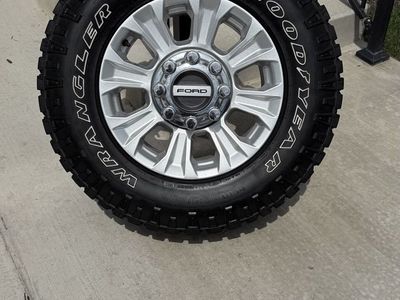 Ford F350 Rims and Tires 275/70R18 Goodyear Wrangler Duratrac Load E