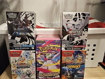 Pokémon TCG Booster Bundles: Black Bolt, White Flare, Prismatic Evolutions, Surging Sparks, Mega Symphonia