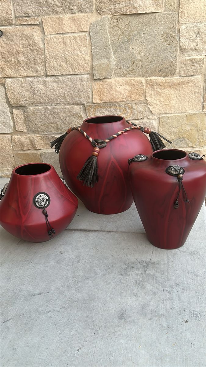 Set of 3 Native American Style Vases