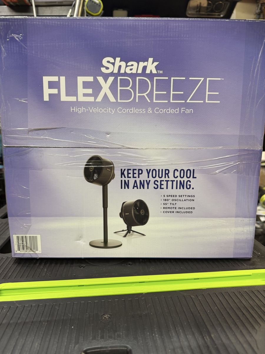 New Shark FLEXBREEZE High-Velocity Cordless & Corded Fan - Indoor/Outdoor, 5 Speeds, Remote Included