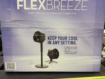 New Shark FLEXBREEZE High-Velocity Cordless & Corded Fan - Indoor/Outdoor, 5 Speeds, Remote Included