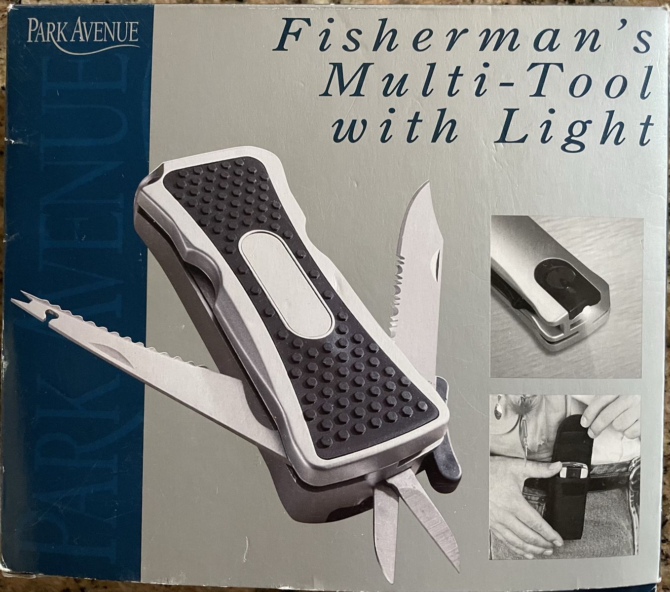 NIB Park Avenue Fisherman's Multi-Tool with LED Light, Knife, Scissors, Bait Inserter, Hook Remover, Scaler, Bottle Opener