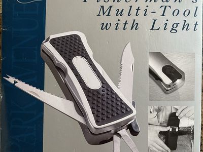 NIB Park Avenue Fisherman's Multi-Tool with LED Light, Knife, Scissors, Bait Inserter, Hook Remover, Scaler, Bottle Opener