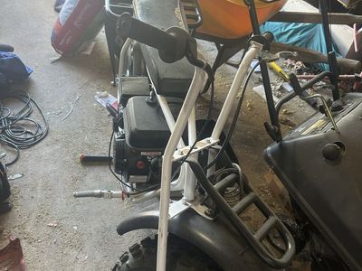 Used Off-Road Mini Bike Scooter with White Frame and Front Rack