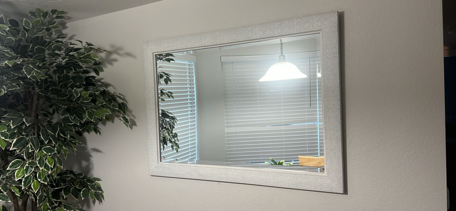 Large Wall Mirror with Textured White Frame