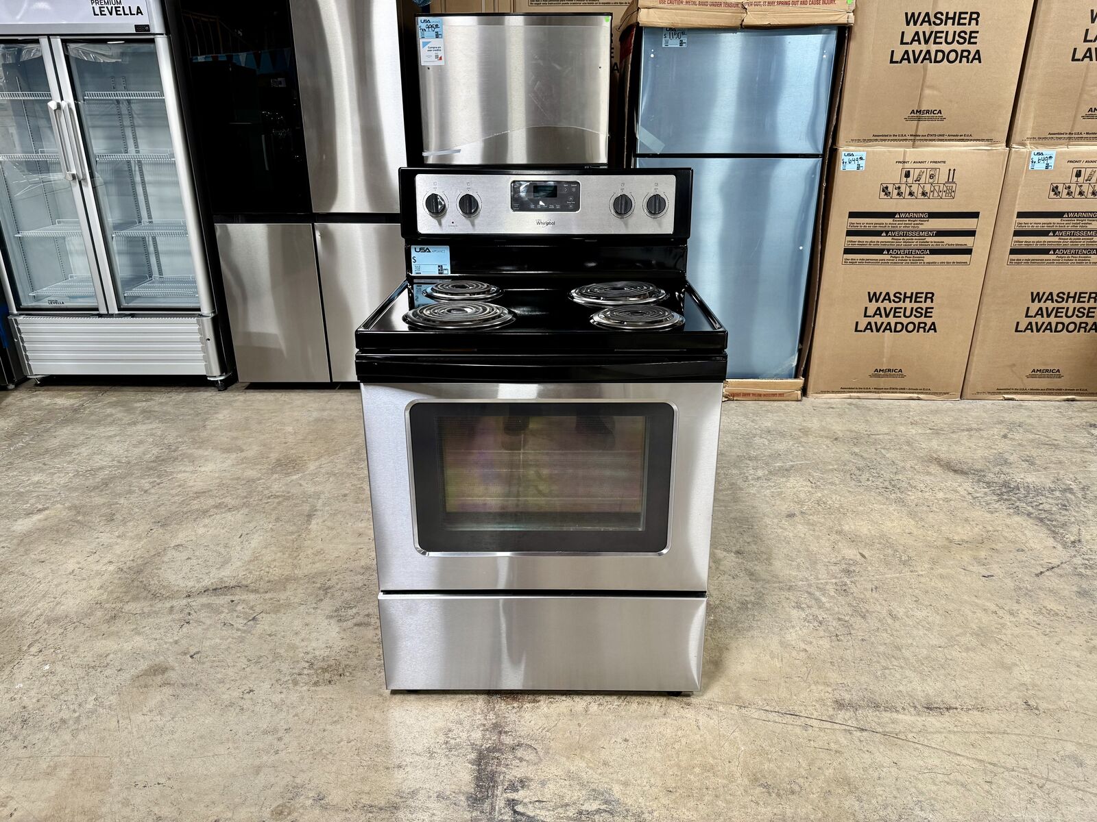 WHIRLPOOL STAINLESS STEEL RANGE WITH WARRANTY