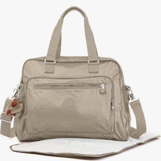Kipling Alanna Diaper Bag Metallic Pewter Baby Bag Changing Pad Stroller Clips Travel Tote Organizer Lightweight Nylon