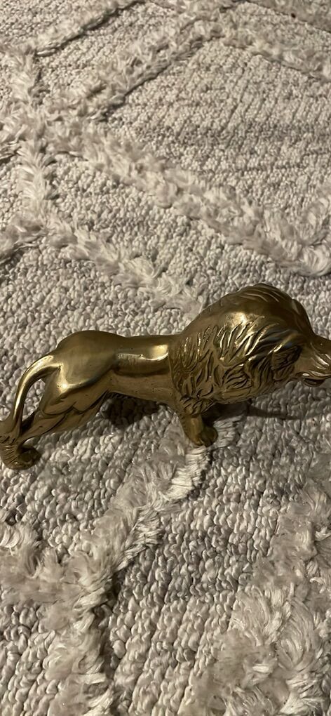 Vintage MCM Small Brass Lion Figure Figurine