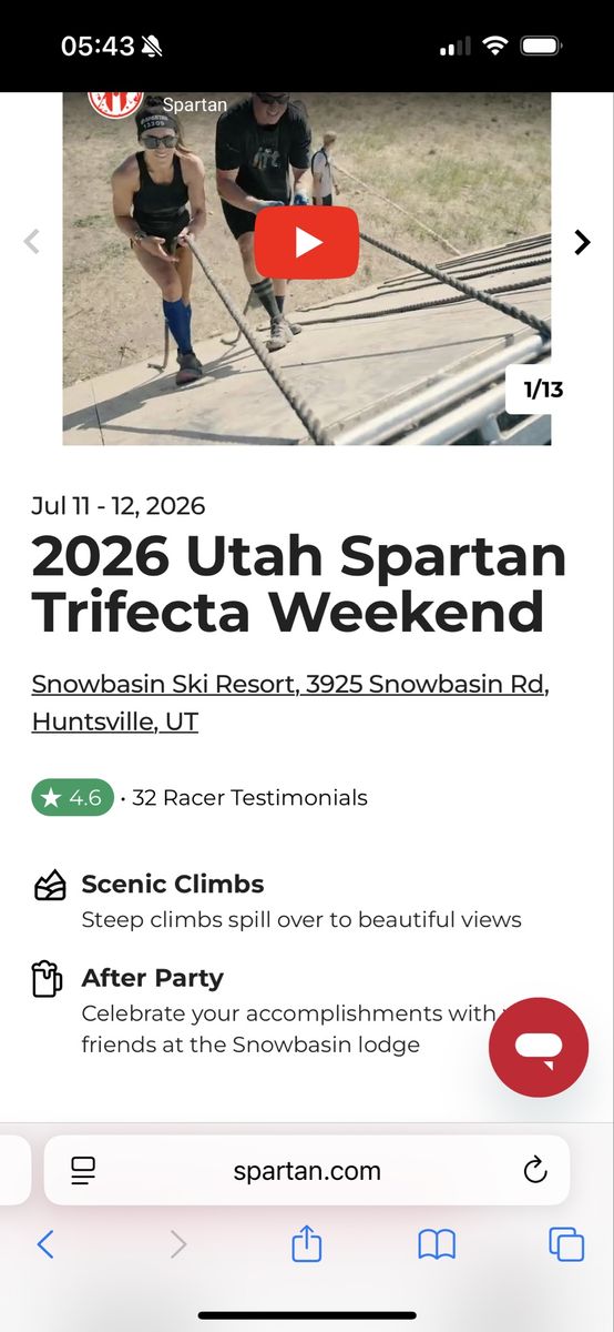 Spartan SPRINT 5k Race tickets for July 11 at Snowbasin
