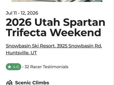 Spartan SPRINT 5k Race tickets for July 11 at Snowbasin