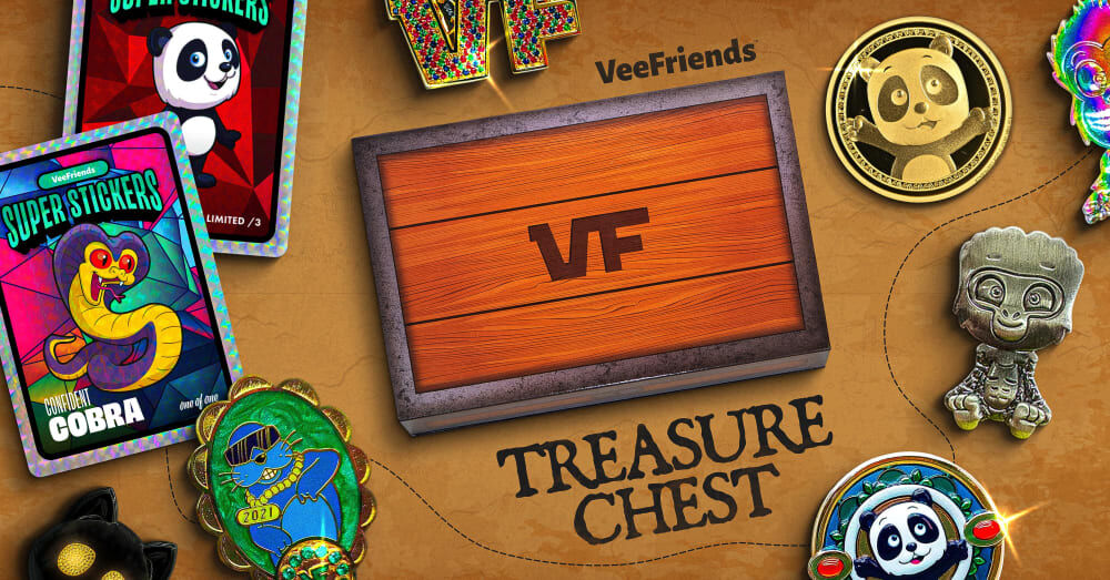 VeeFriends Treasure Chest SEALED CASE (10 BOXES) - Coin Gemstone Pin Sticker