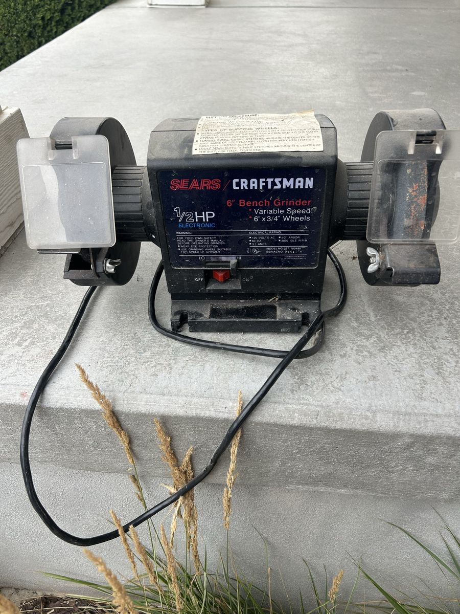 Sears/Craftsman 6" Bench Grinder 1/2HP Variable Speed with 6" x 3/4" Wheels