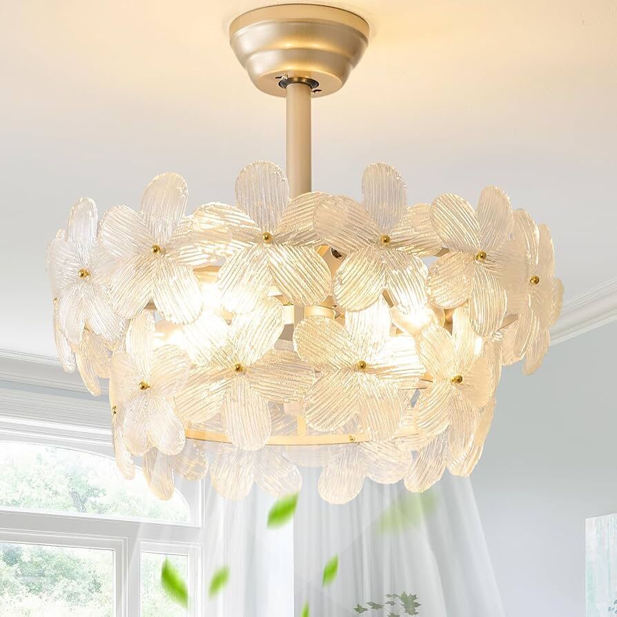 Gold Flower Chandelier Ceiling Fan
