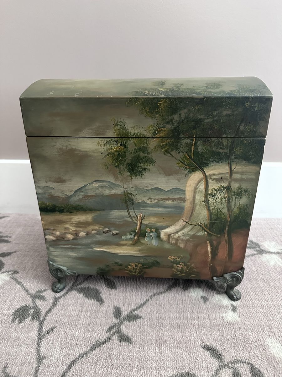 Vintage Hand-Painted Storage Box & Claw Feet