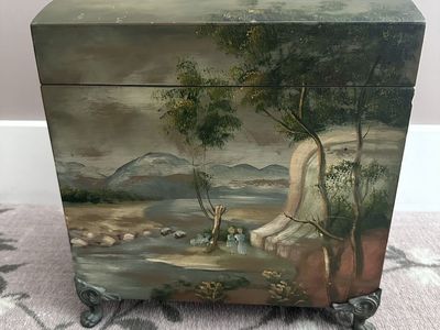 Vintage Hand-Painted Storage Box & Claw Feet