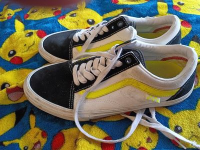 Vans Old Skool Black White Yellow Stripe Sneakers