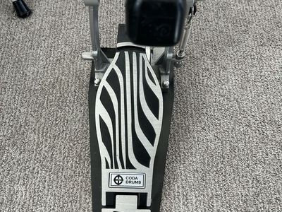 Copa Drums Bass Drum Pedal - Made in Taiwan, Single Chain Drive. Zebra striped footboard.