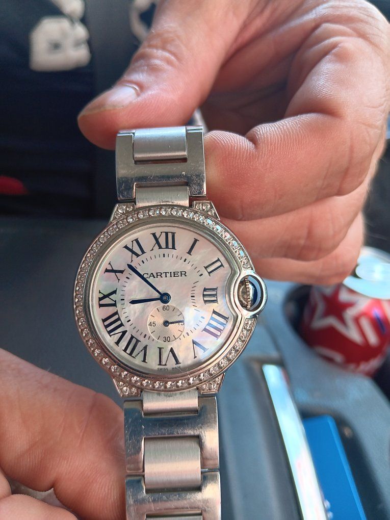 Cartier Santos Demoiselle Watch Steel Diamond Bezel Ladies 216532PP A3888 Swiss Made