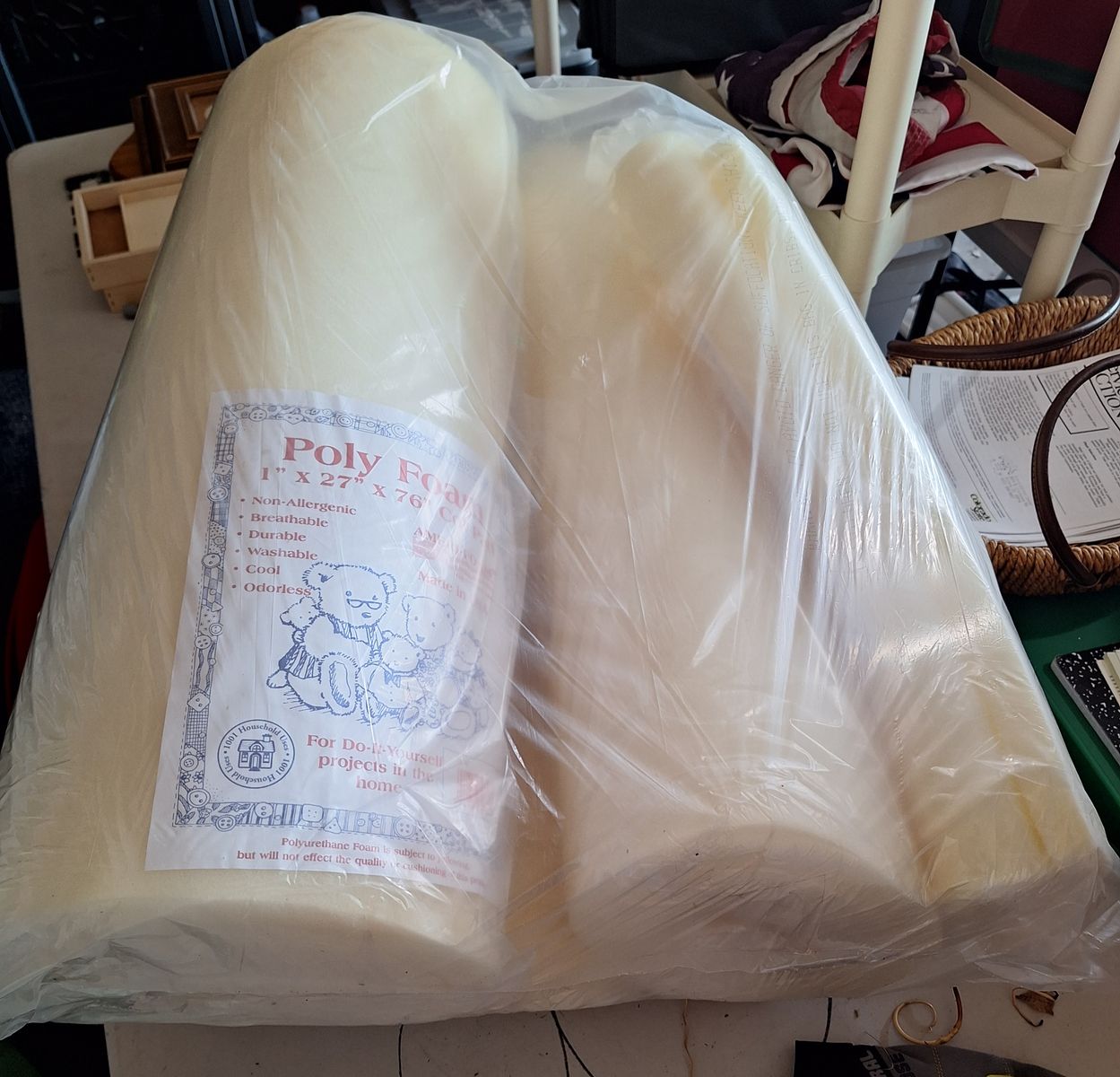 Poly Foam 1" x 27" x 76" DIY Craft Padding Cushion Non-Allergenic