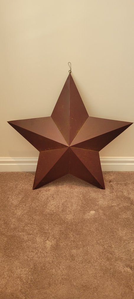 Large Rustic Brown Metal Barn Star Wall Decor - 36" x 36 "