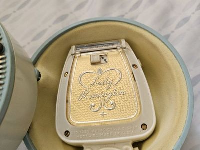 1950-60s Vintage Lady Remington Electric Shaver Model SL - Light Blue/Gold, with Case & Cord