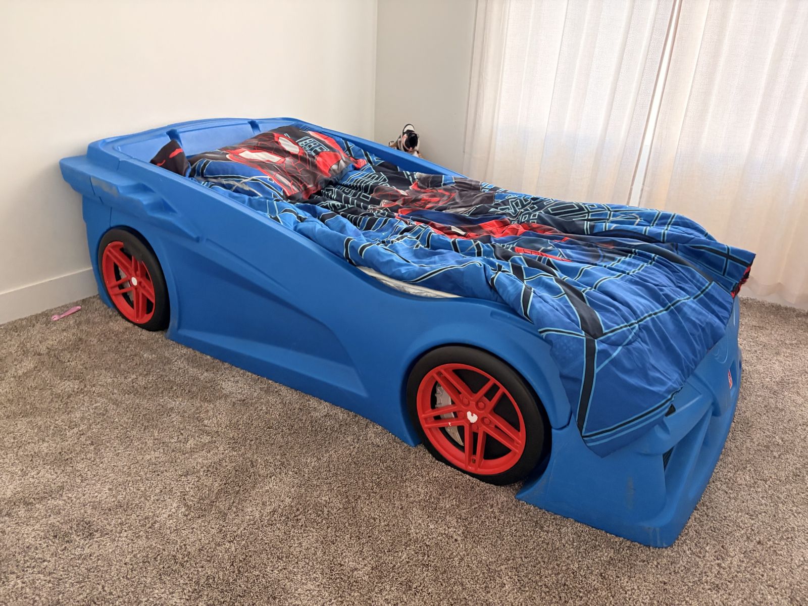Step2 Hot Wheels Toddler to Twin Race Car Bed - Blue, 91.5" Long