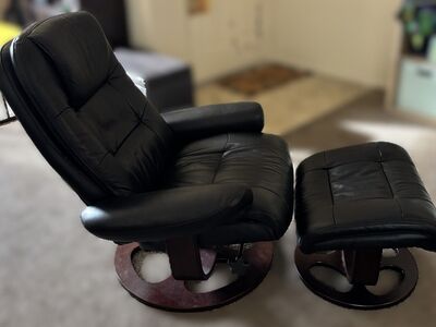 Swivel Reclining Leather Chair and Ottoman