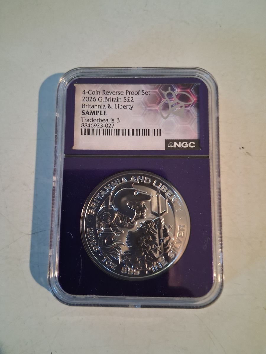 NGC Sample Slab 2026 Great Britain 2 Pounds Britannia & Liberty 1 oz Silver Reverse Proof