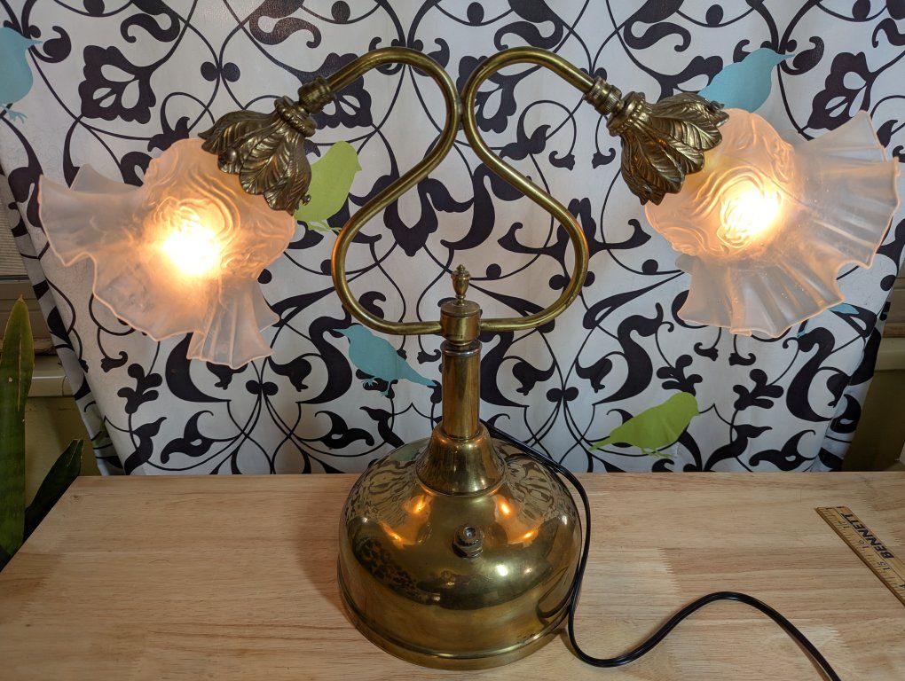 Coleman converted electric table lamp