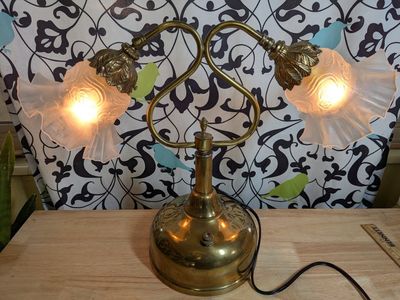 Coleman converted electric table lamp