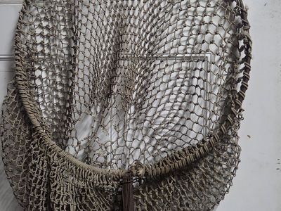 Vintage large wooden handle fishing net