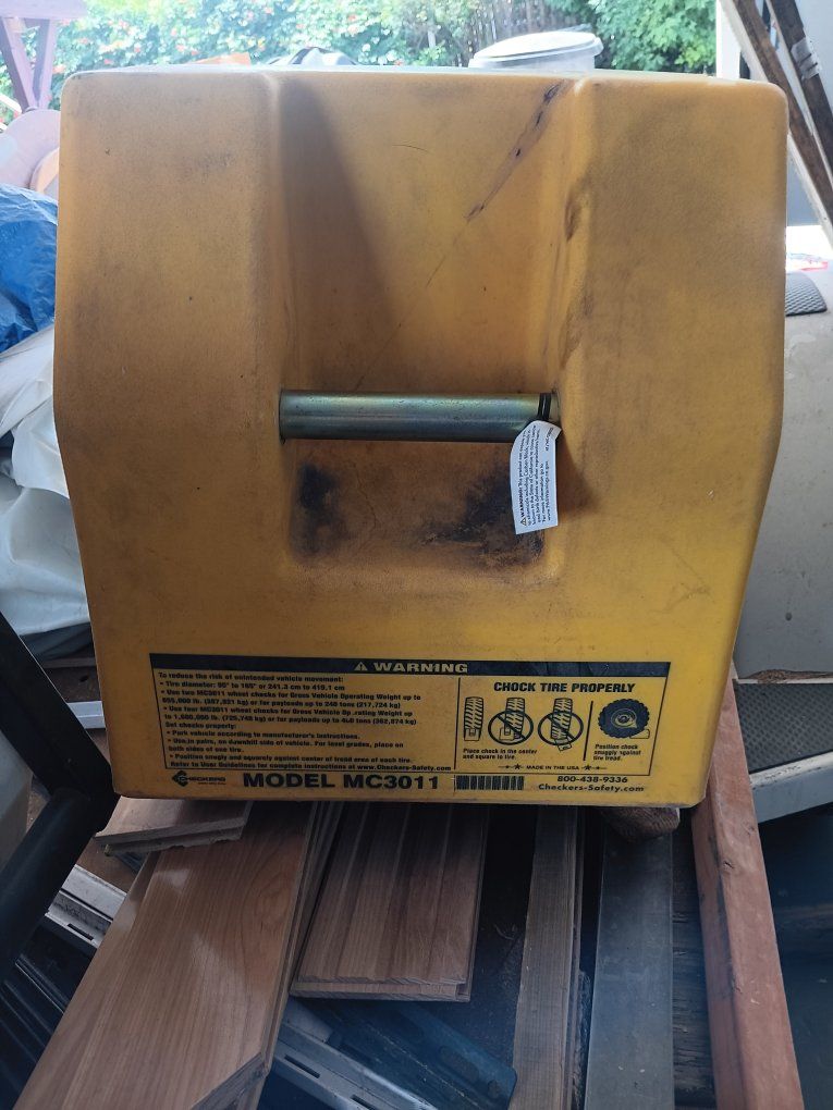 Checkers MC3011 Yellow Wheel Chock with Handle - Industrial Vehicle Safety