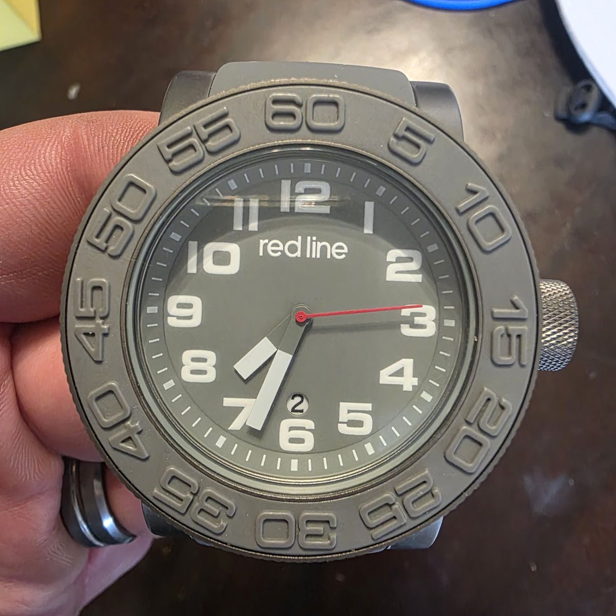 Red Line Gray Men's Wrist watch with Silicone Strap
