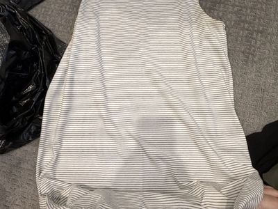 White & Black Striped Sleeveless Dress, XL - Casual Loungewear