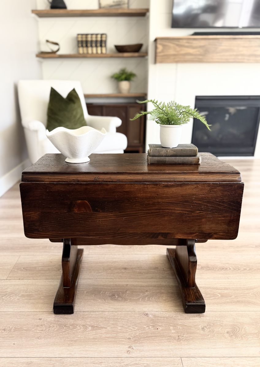 Vintage Drop Leaf Wood Table Child Size Side Table