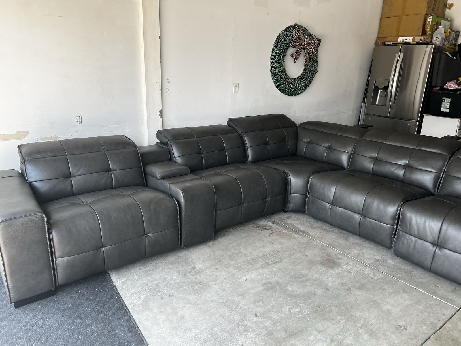 Aiden & Ivy Leather Power Reclining Sectional- Costco